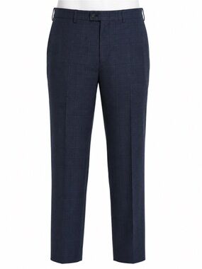 Size 38 Ted Baker London Men’s Joey GT Wool Plaid Dress Pants Navy
